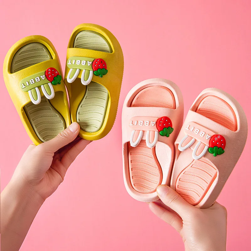 

2021 Summer Children's Slippers For Boys Girls Toddler Slippers PVC Soft Non-slip Beach Sandals Home Bathroom Flip Flops Kids, Pink, yellow, orange, green