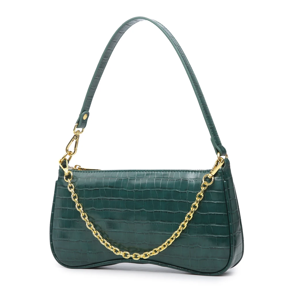 

2021 Fashion Lady Two Straps Leather Arm Shoulder Bag Crocodile