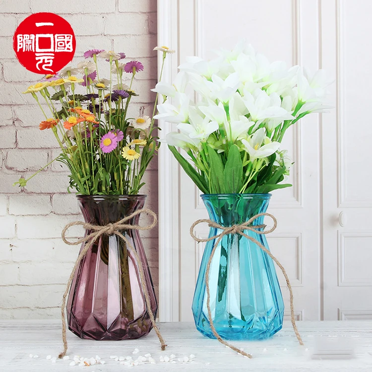 

Ins Style luxury colorful transparent glass hydroponics plant pink vases for home decor