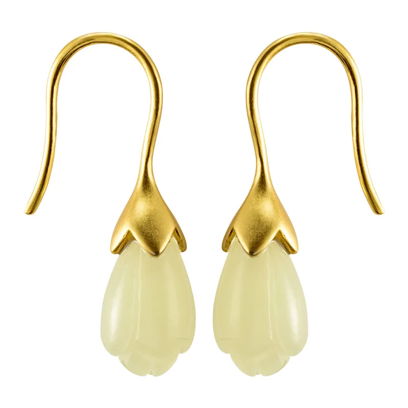 

Retro ancient earrings female new temperament ear ornaments Magnolia eardrop