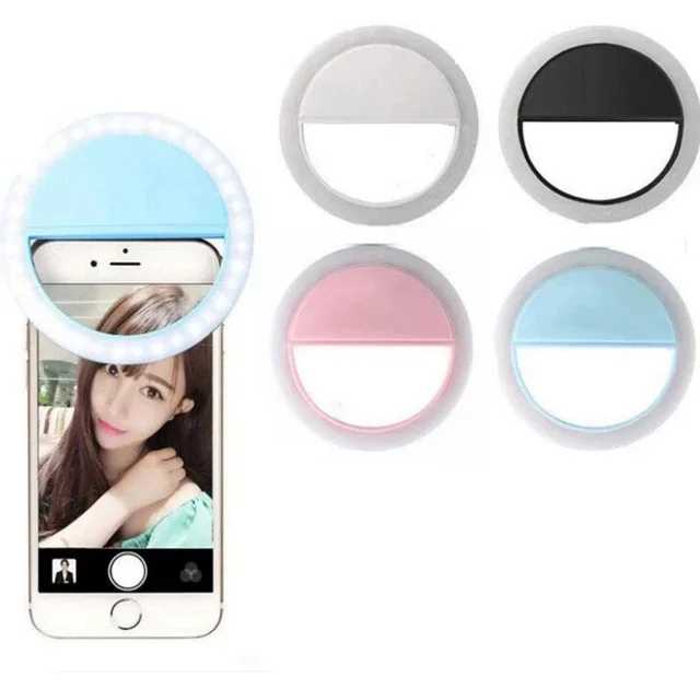 

Luxury Selfie Led Camera Phone Ring Lamp Light Make Up Phone Case For iphone X 8 7 Plus Ring Led Light Selfie, Black,white,pink