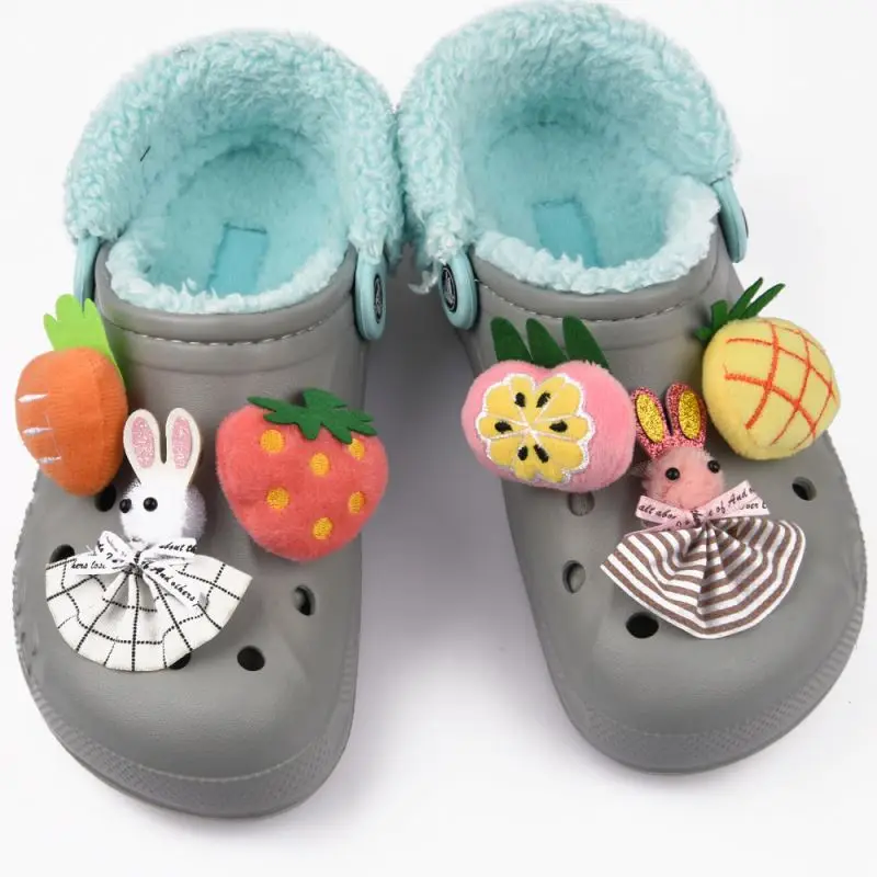 

fluffy rabbit Pompom Fur Ball Shoe Charms cute toy wholesale croc charms
