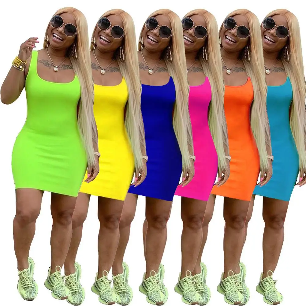

T20 2021 women summer casual solid basic bandage bodycon dresses