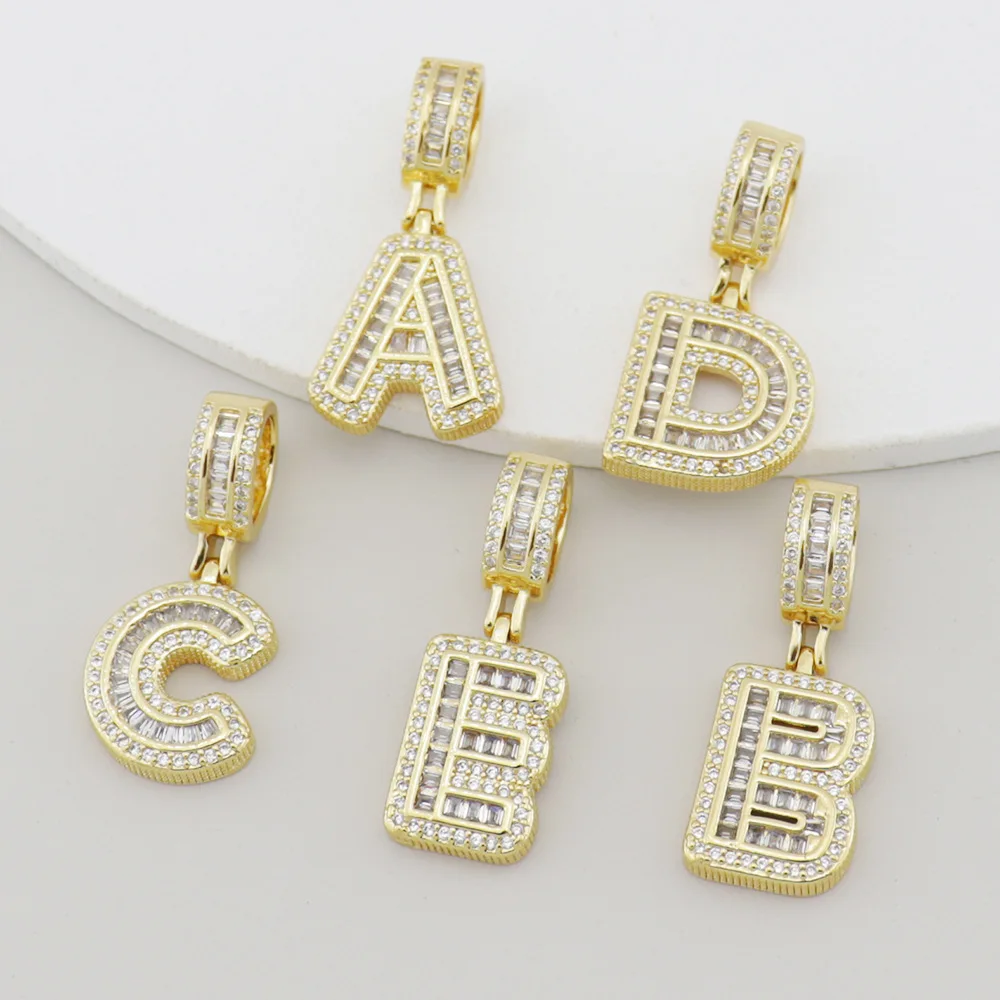 

Simple Charm 26 English Alphabet Hip Hop Zircon Diamond Letter Pendant Necklace, Gold color