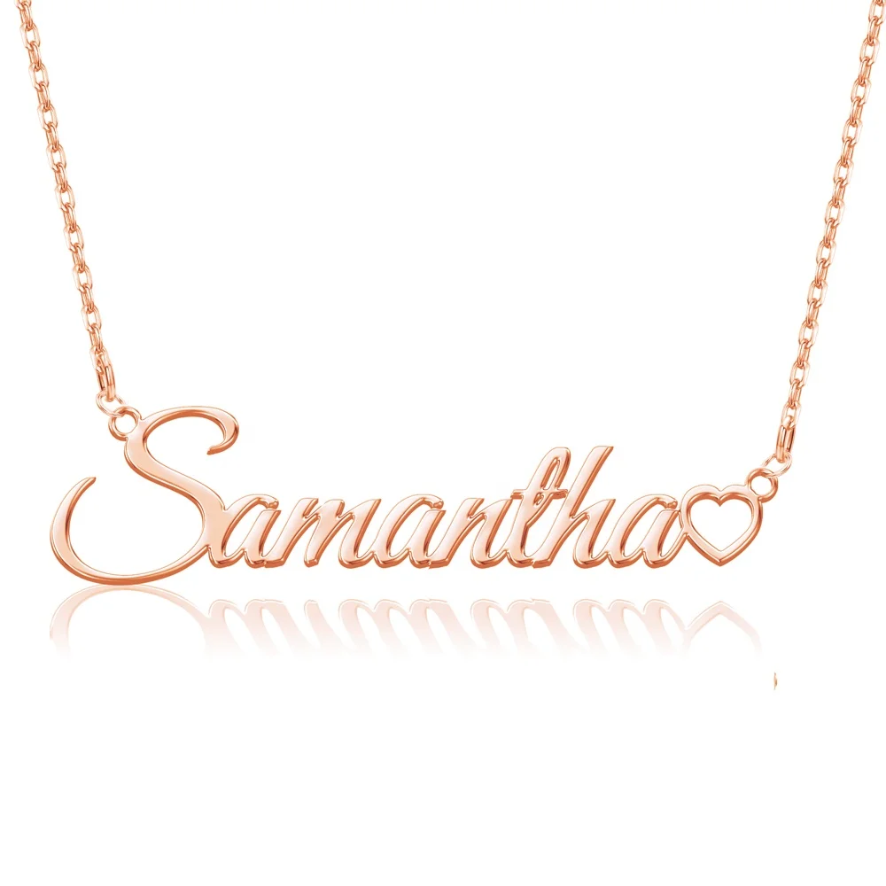 

Hip Hop Gold Stainless Steel Name Plate Chains Heart Necklace Custom Personalised Necklace
