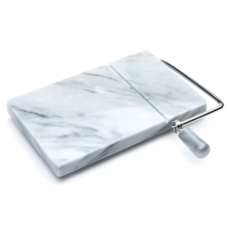 

Unique in Marble Coloring White Marble Cheese Slicer Cutting Board Marble Cheese Slicer with Wire
