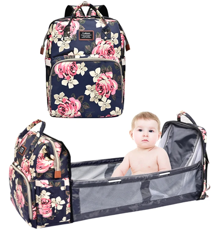

Hot selling Outdoor multi-function large capacity portable folding mommy diaper backpack baby sleeping diaper bag, Customized colors