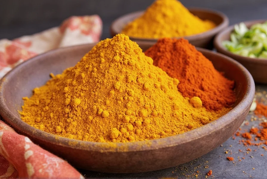 Curry powder packaging on a shelf