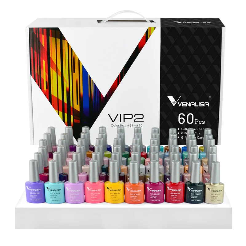 

VIP2 nail art manicure set VENALISA nail supplies soak off Acrylic nail gel polish set 60 colors factory Price uv gel set