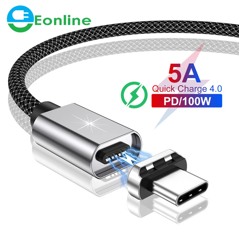 

EONLINE PD 100W Magnetic Data Cable 5A QC 4.0 USB Type C Fast Charging Wire For iPad Laptop Phone 13 Pro Max Samsung Xiaomi 12