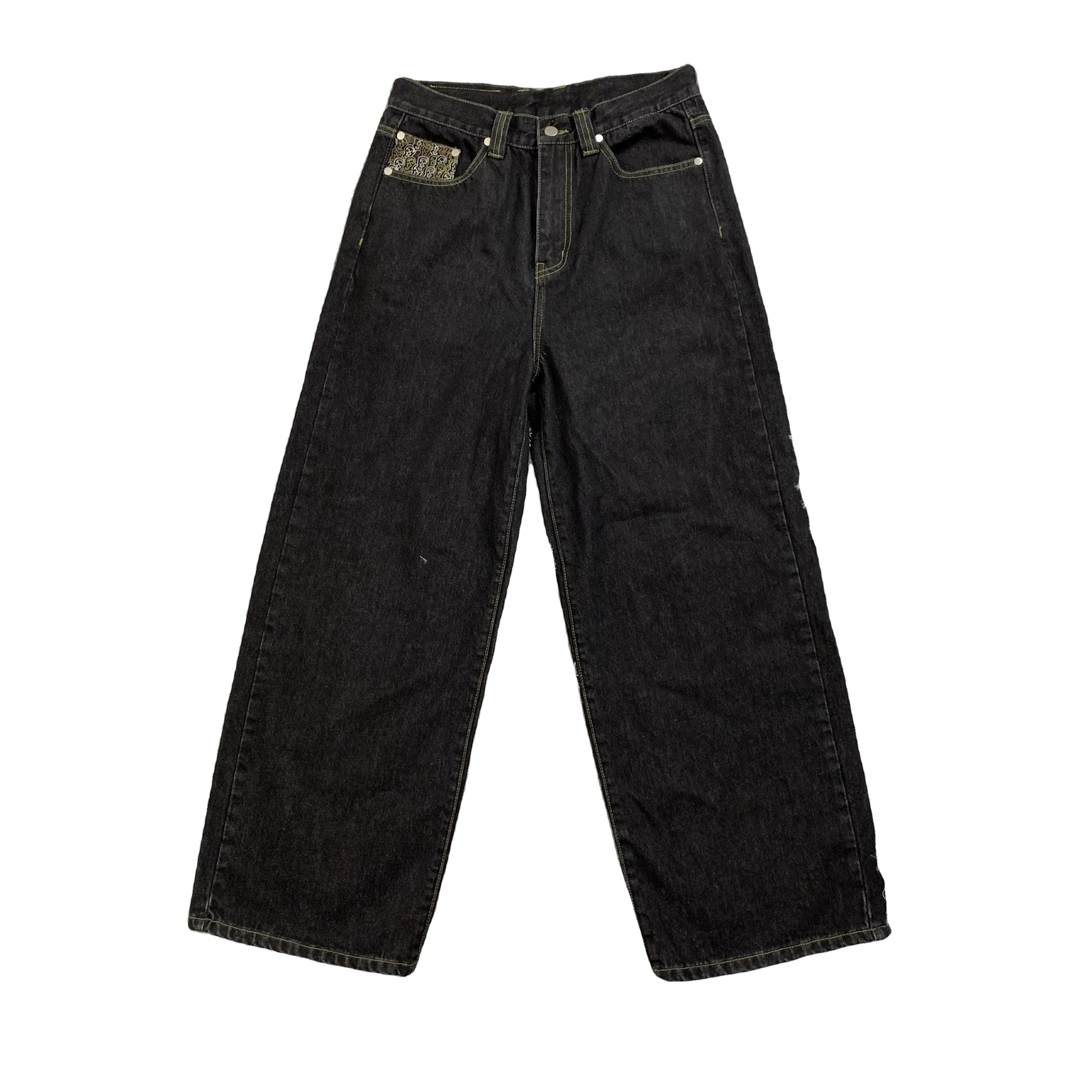 DENIMGUYS High Street Custom Men's Loose Fit Jeans Embroidery Relaxed Fit Denim Wide Leg Pants Jeans Men