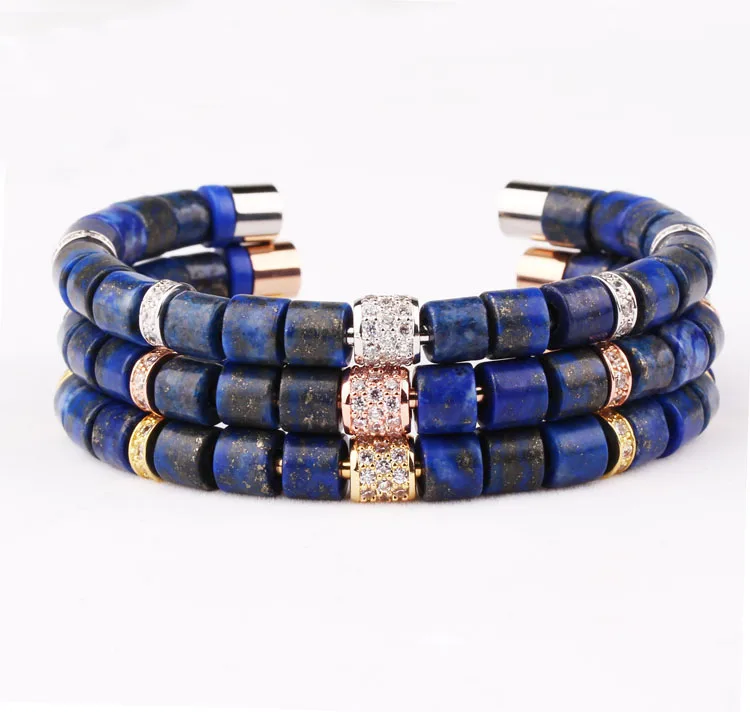 

Anil Arjandas New Design Natural Blue Lapis stone DIY Stainless Steel Bracelet For Men