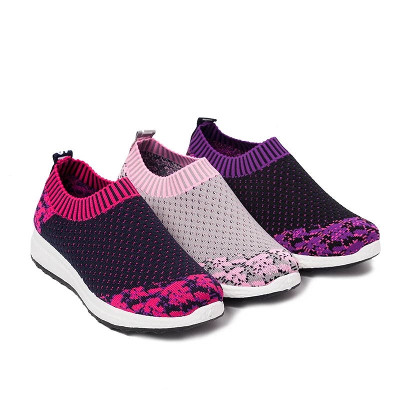 

BaiRuiLunLight Weight Fashion Knitted Upper Woman Sport Shoes And Sneaker