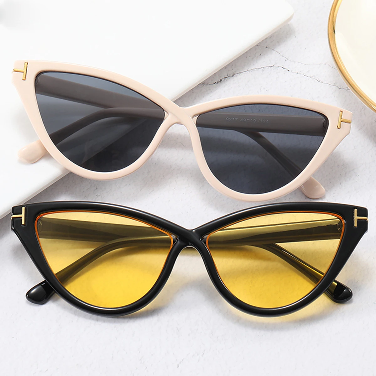 

2022 RTS TOM FQRD Big Frame Sunglasses Vintage Cat Eye Gafas De Sol PC Trendy Sun Glasses Sunglasses For Women, Picture
