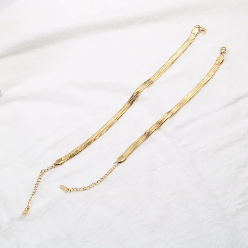 

High End Gold Plated Stainless Steel Snake Chain Bracelet Anklet for Women Wholesale Jewelry 6mm
