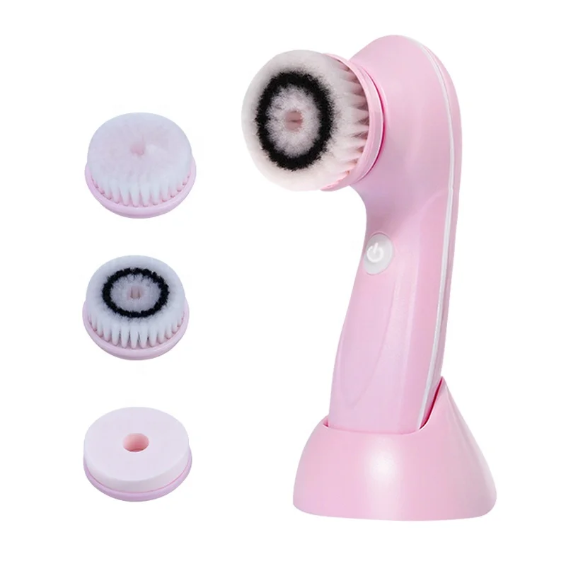 

Factory price waterproof clean facial cleansing device electric vibrating face cleaner with CE ROHS, Pink