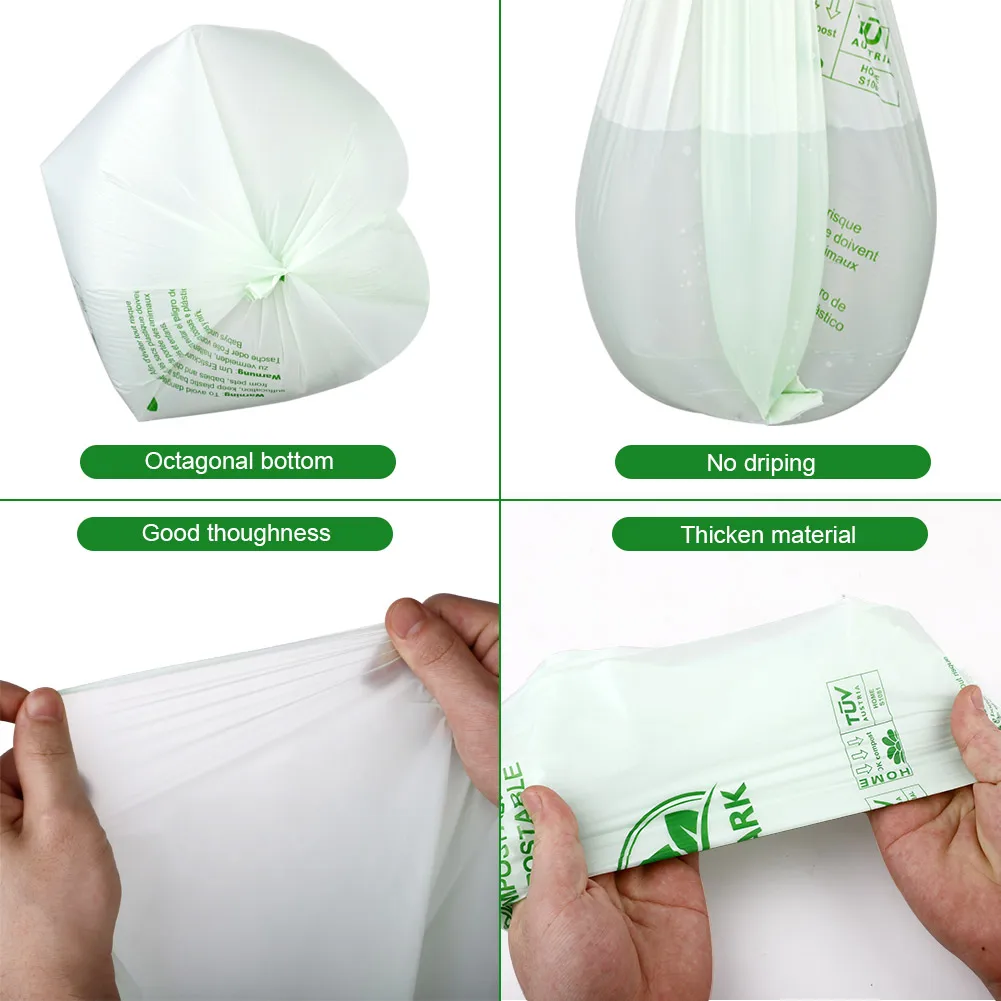 Full Biodegradable compostable cornstarch plastic roll Bags for trash and garbage