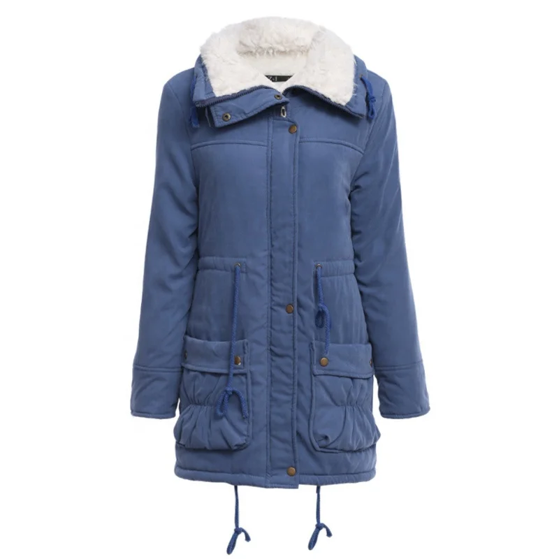 

Women High Quality Fur Collar Thick Padded Jacket Winter Outdoor Windproof Long Cotton Padded Jacket