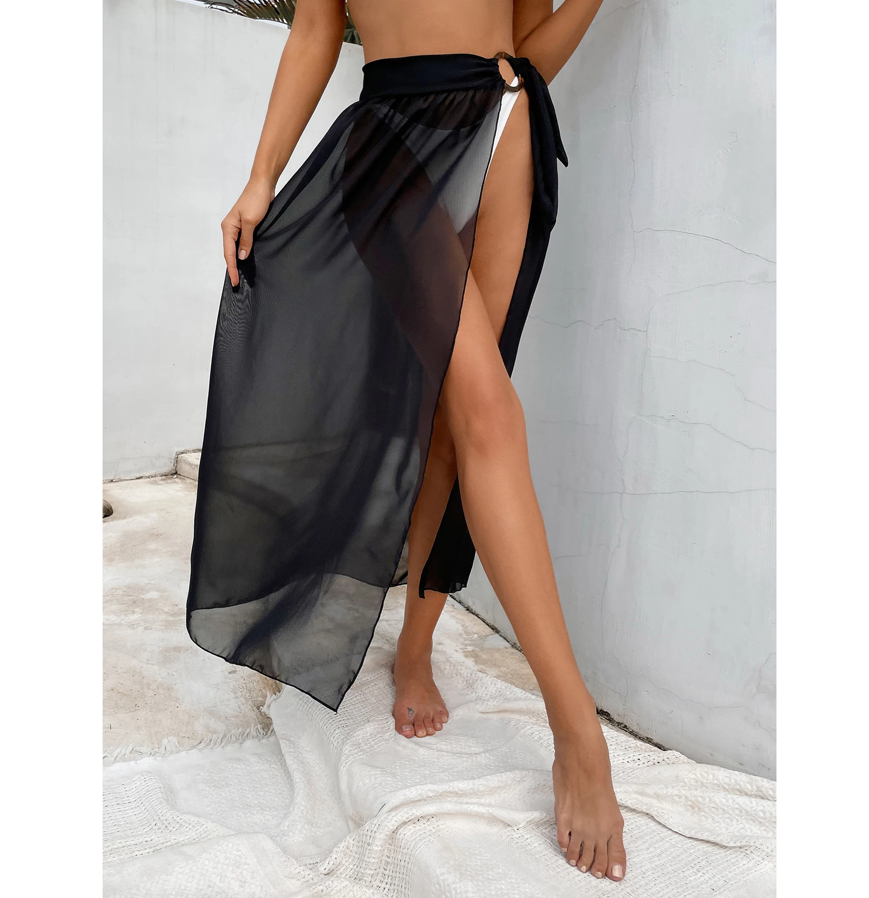 

custom private label sexy xxx chiffon fabric see through semi dress cover up beachwear, Custom color