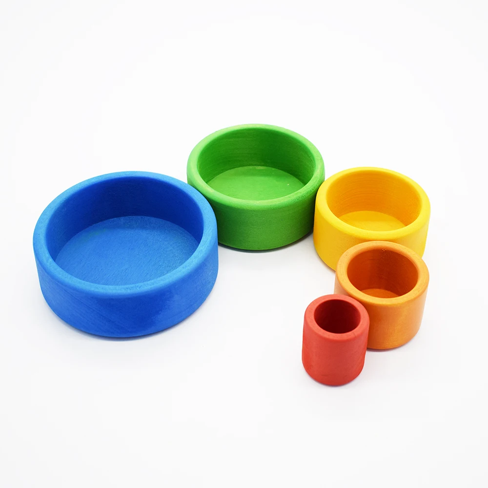 

Montessori kids Nesting bowl set kids rainbow sorting bowls wooden stacking cup