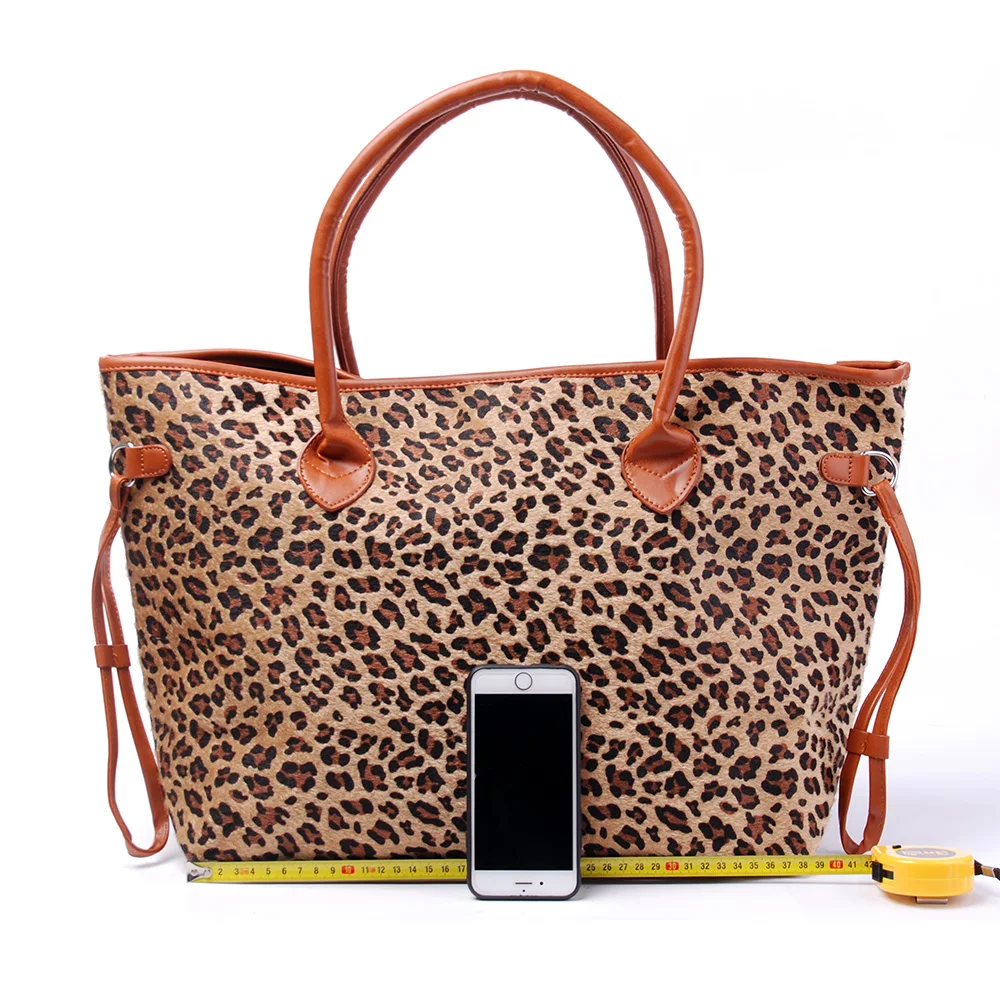 

Winter And Fall Leopard Faux Fur Handbag dDesigner Large Capacity Fur Tote Purses Fuzzy Shoulder Bag for Women DOM113-369