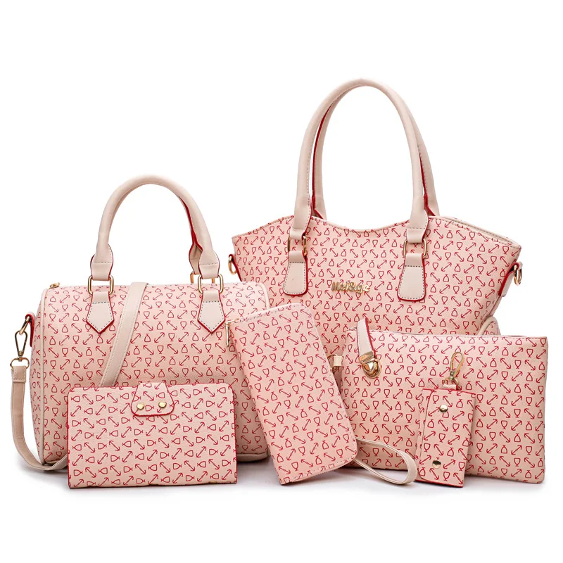 

The new hot fashion all-match ladies go shopping leather shoulder handbag sets