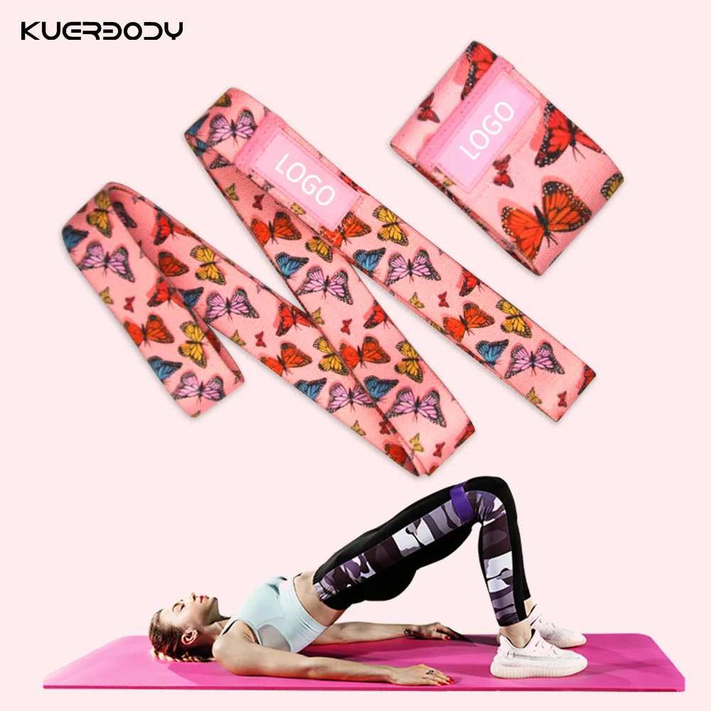 

Custom Logo Elastic Fitness Fabric Hip Booty Resistance Bands, Customized color