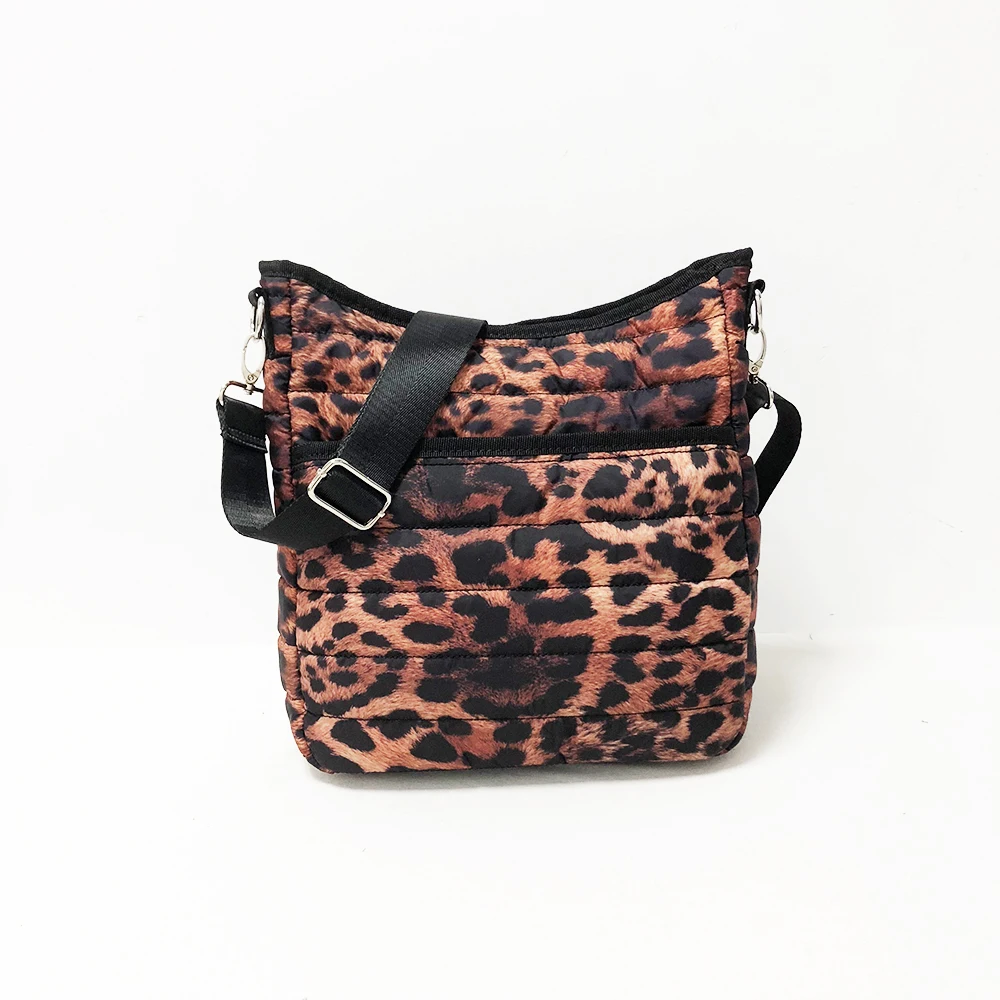 

2020 New Style Women Leopard Color High Quality Quilted puffer crossbody women bag