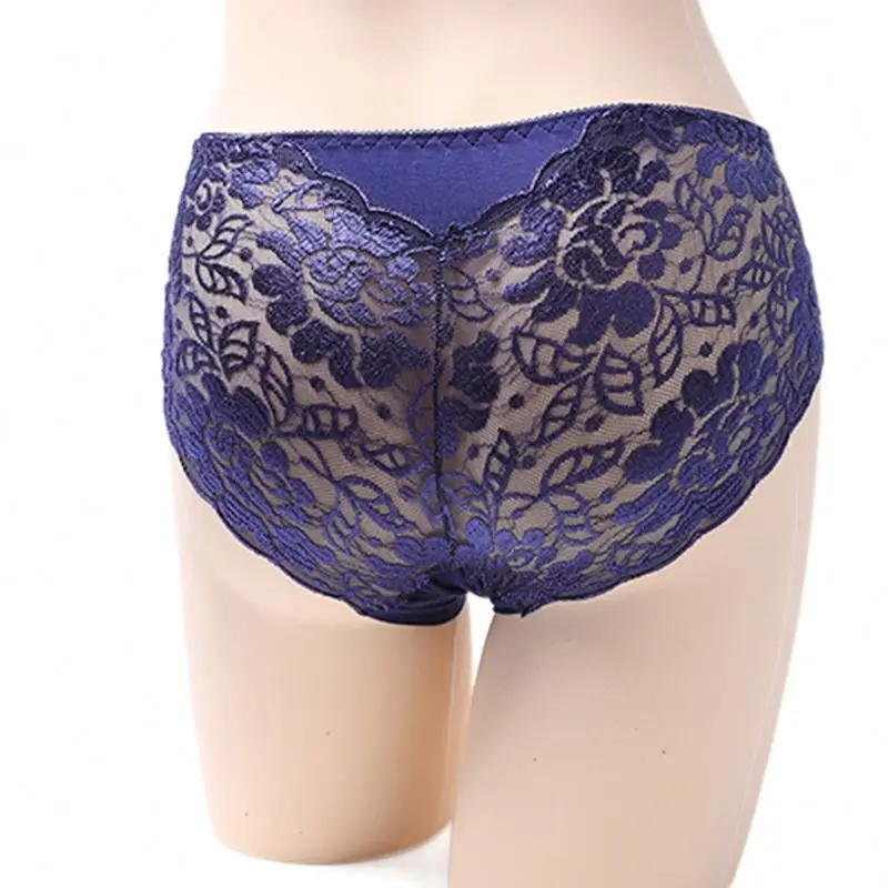 

Chinese Panty Plus Size Underpants Flowers Transparent Briefs Lingerie Lace Sexy Ladies Underwear Women Panties