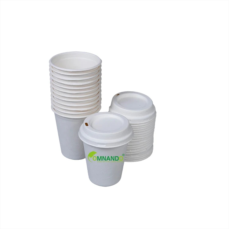 

Amazon best seller sugarcane bagasse paper cup and lid biodegradable disposable paper PLA takeaway bagasse coffee cup with lids