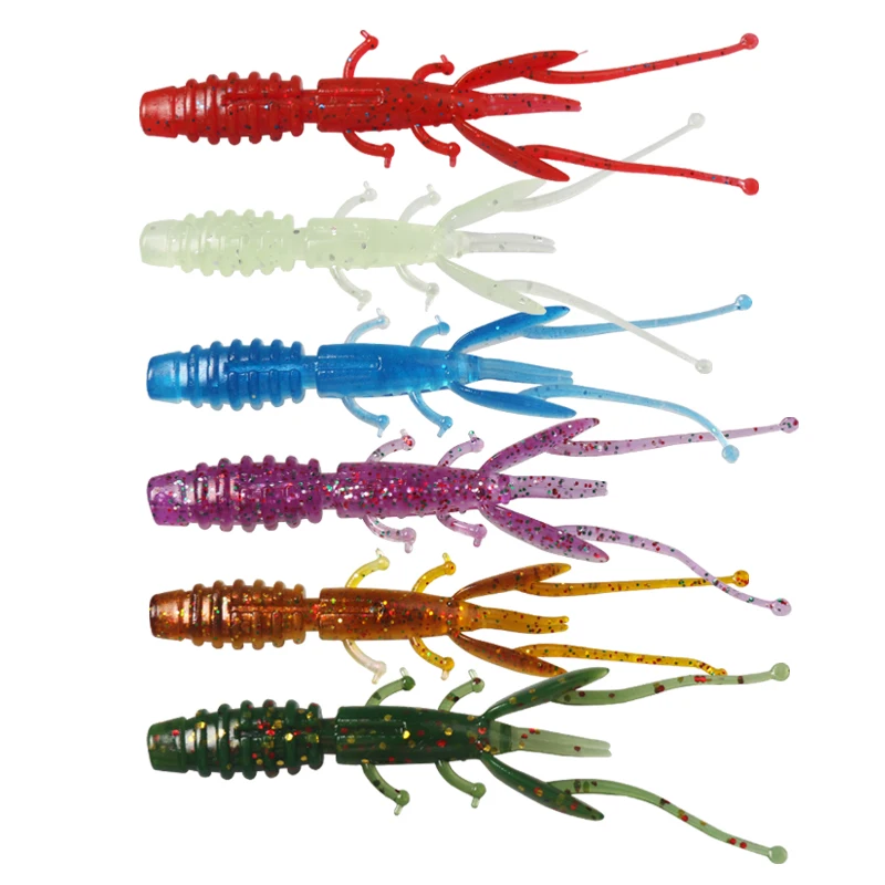 

2.2g Luminous Soft Plastic shrimp fishing lure Lifelike lobster soft bait crawfish lure, 6colors