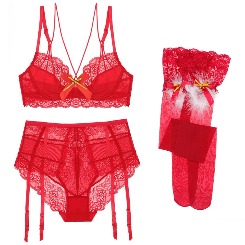 

Professional 4 3 blue piece woman 2021 sexy lingerie set