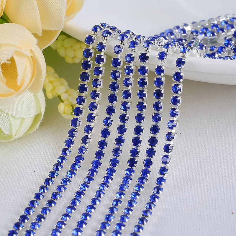 

Rhinestone Brass Cup Chain For Making Jewelry Garment DIY Bag Accessories AB Crystal Glass Silver Plated Rhinestone Trim, Please refer to the color option