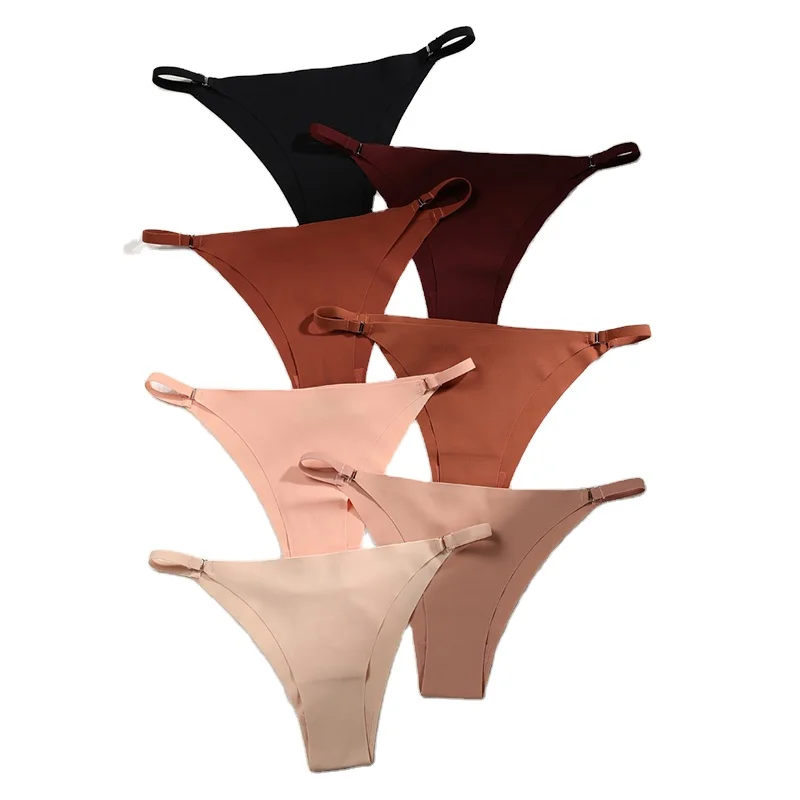 

New Trend 7 Colors Seamless Panty Laser Cut Seamless Brazilian Ice Silk Low Waist Thong G String Girls Womens Sexy Underwear