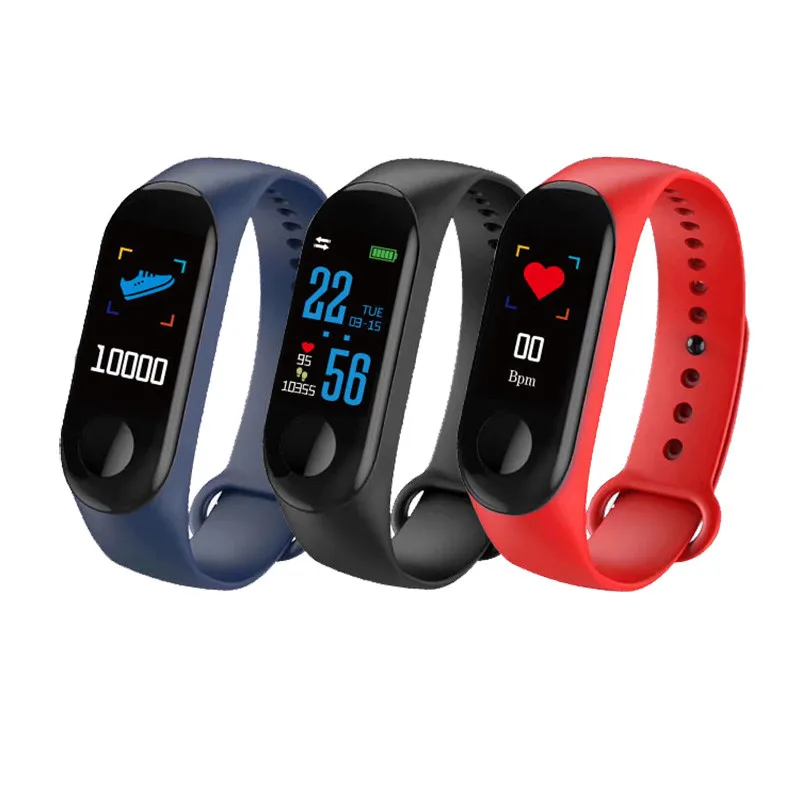 

Fitness tracker smart bracelet wristband smartwatch watch band m3, Black