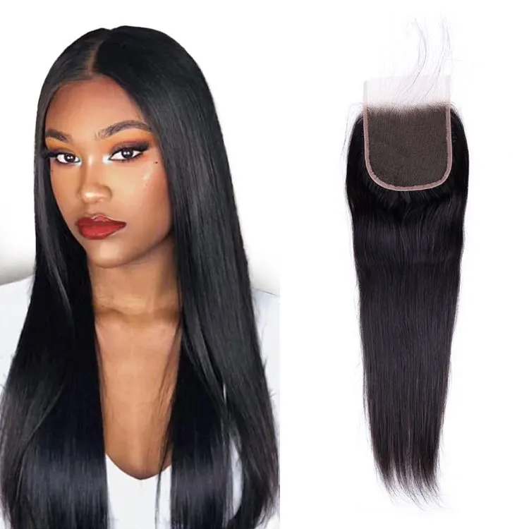 

4*4 Front Lace Closure Straight Hair Human Hair Virgin Wigs Lace Closure Extension Natural Color 10 Inch