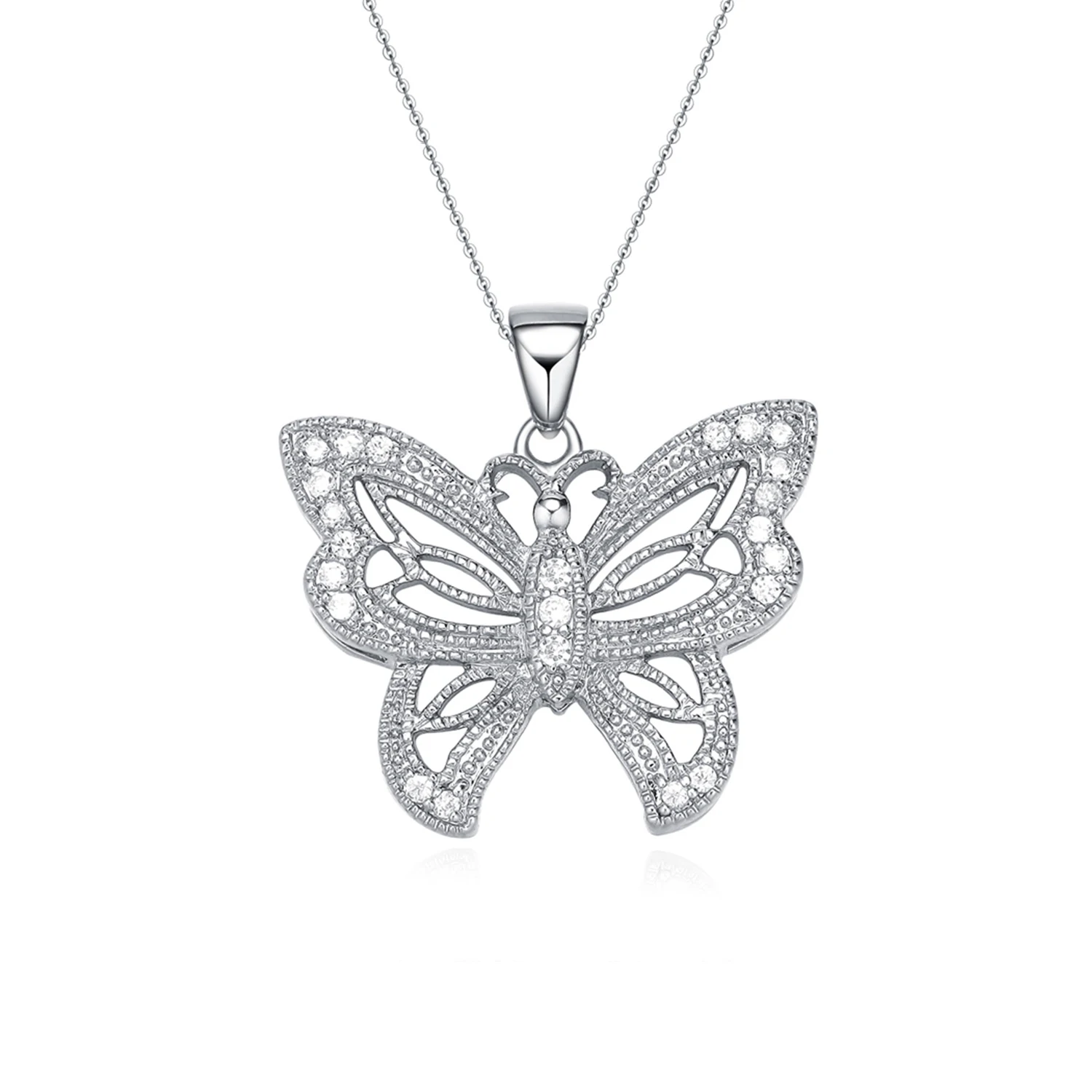 Silver Butterfly Jewelry Beautiful Butterfly Pendant Necklaces For Women Accessories Jewelry(图1)