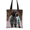 Eco-friendly Handmade Wirehaired Pointing Griffon Printed Canvas Tote Bags For Shopping