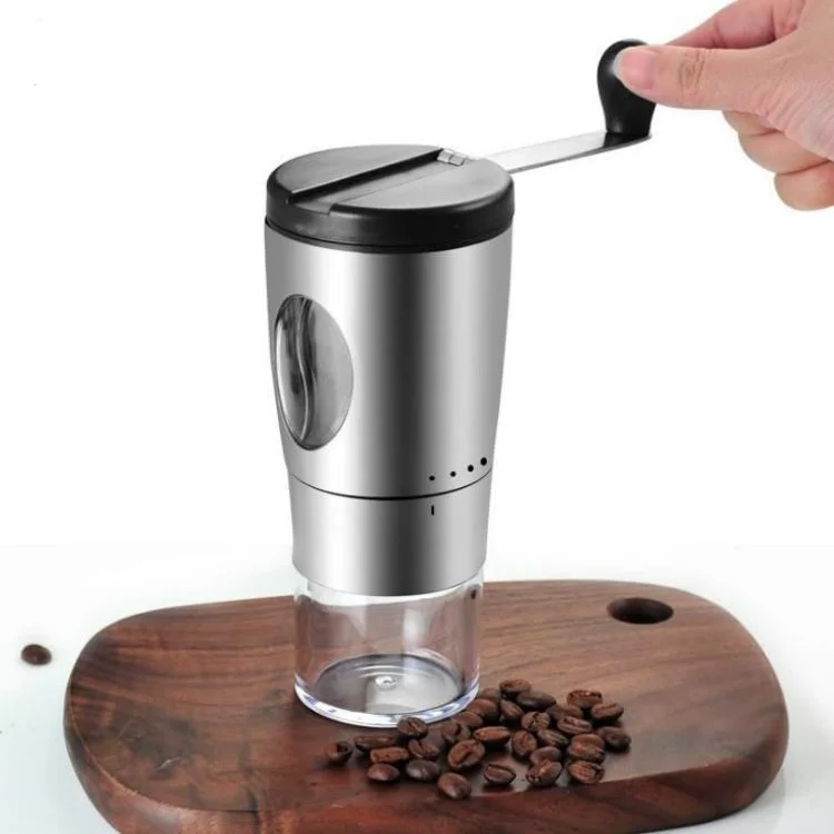 

Portable Bean Mill Stainless Steel Manual Coffee Grinder Hand Coffee Mill With Ceramic Burr, Silver