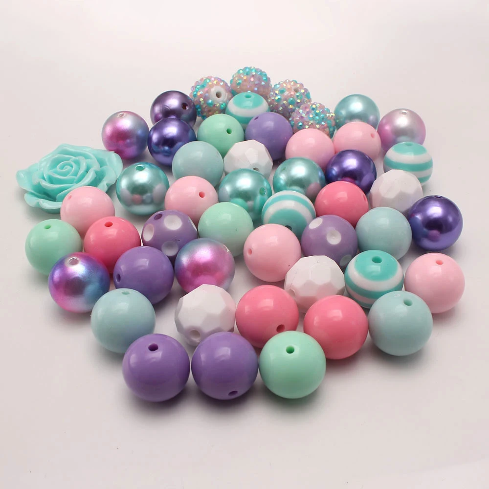 

Hot sales colorful 20mm plastic diy beads for jewelry making Wholesale mixed round acrylic resin spacer beads for pen