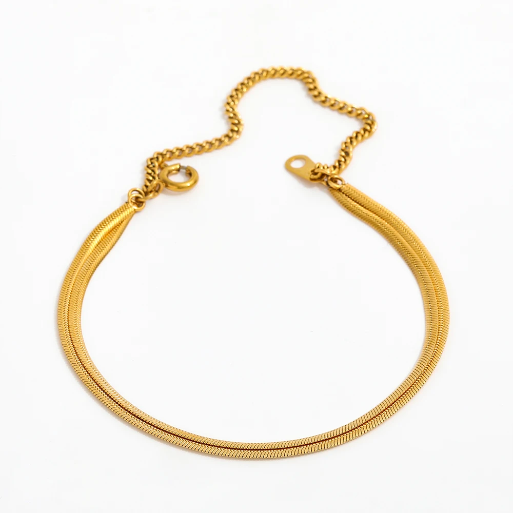 

High End Gold Plated Stainless Steel Double-layer Snake Chain Bracelet for Women Wholesale Jewelry