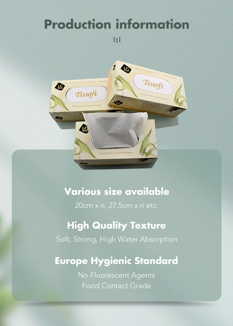 24ply Virgin Pulp Bamboo Pulp Ultra Soft Box Facial Tissue Disposable