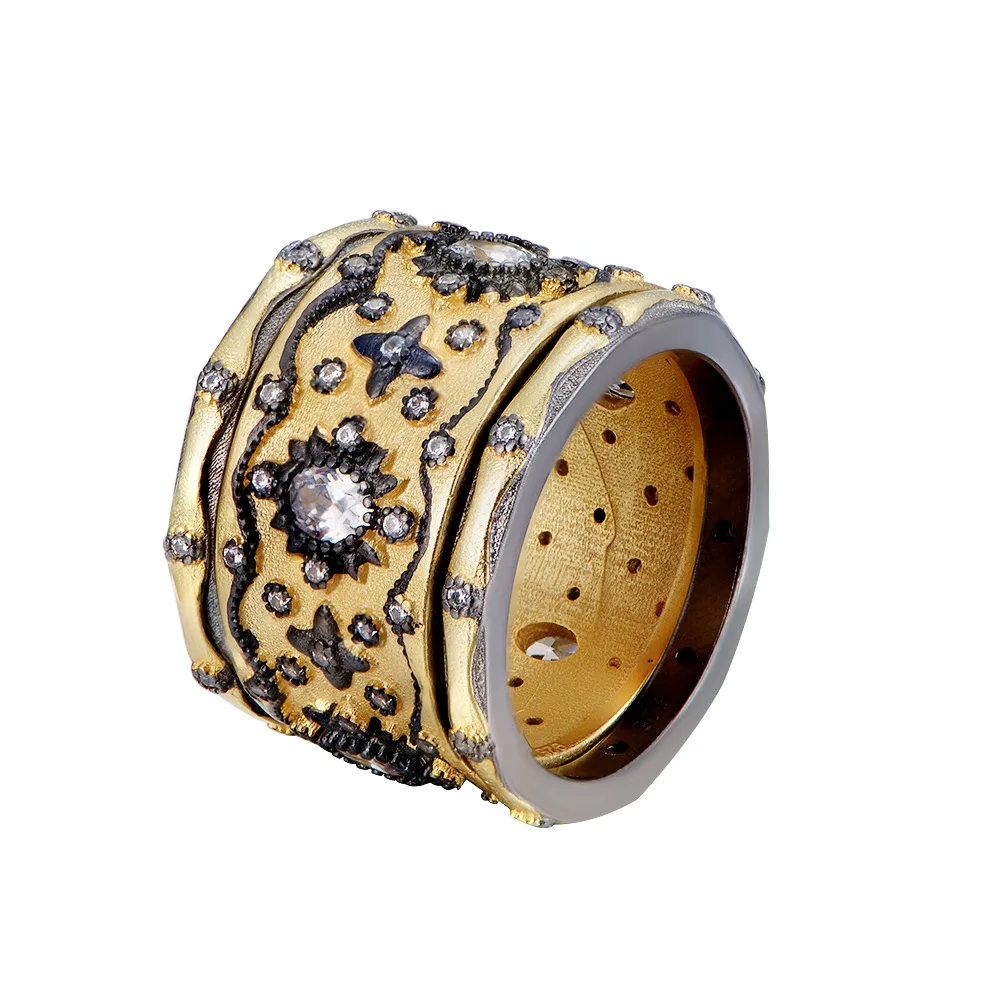 

Creative 3-piece ring set jewelry 925 sterling silver diamond gold plated vintage rings, As pics