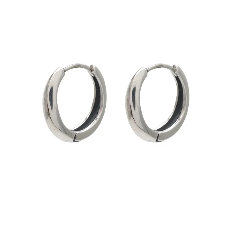 Plain Round Earring Circle 925 Sterling Silver Hoop huggies Earring