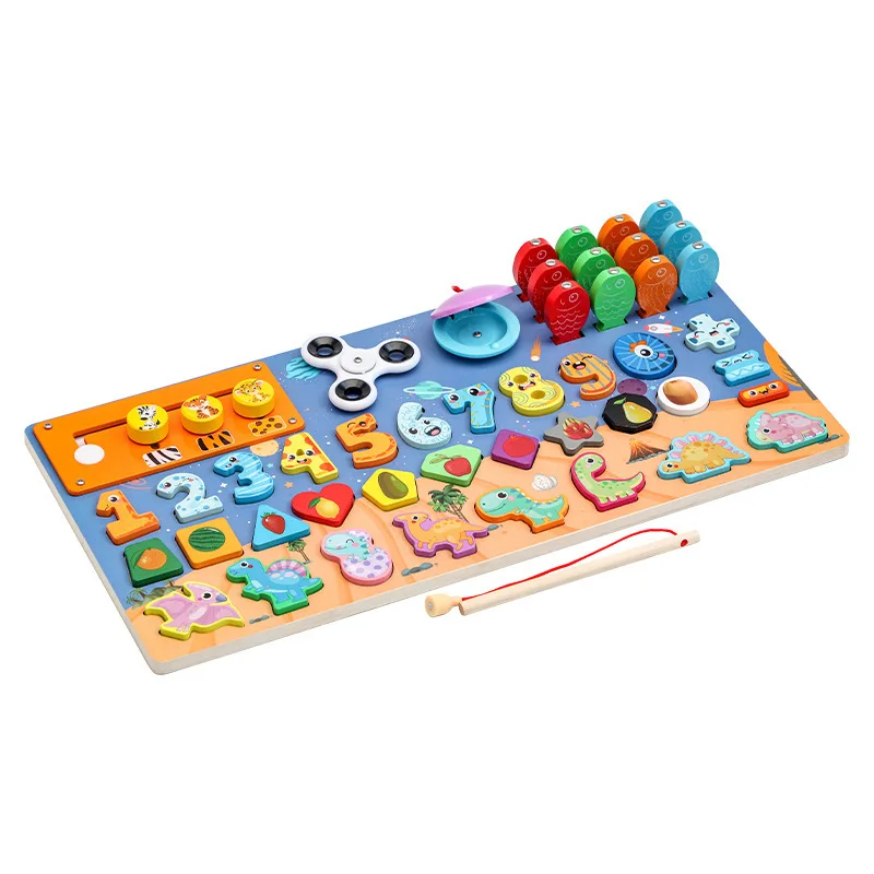 

Factory kids wooden toy children educational Animal Cognitive Shape Number Matching Puzzle busy board