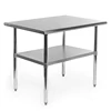 Adjustable kitchen stainless steel 3 layer work table without down shelf