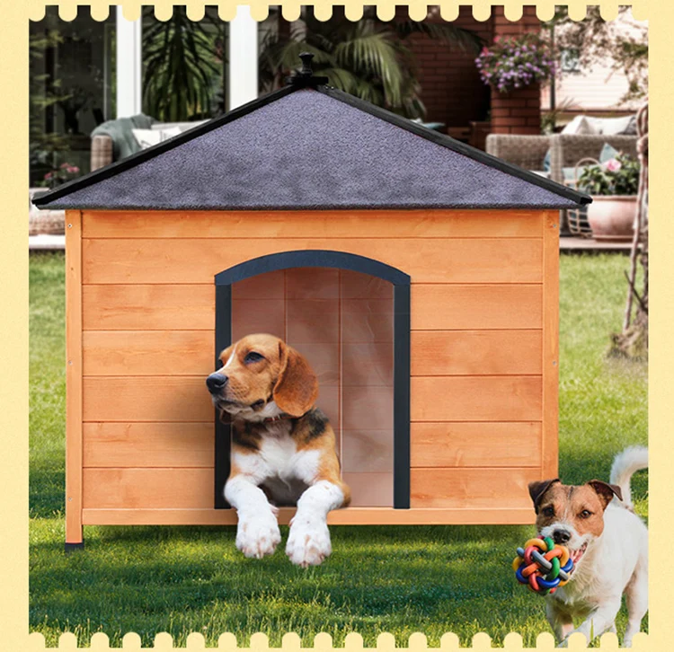 方形户外狗窝木制狗屋3门