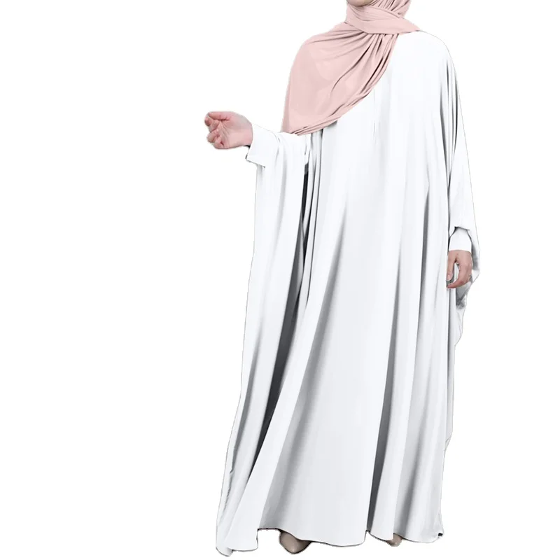 

Competitive Price Solid Color Muslim Women Comfortable Clothing Bat Sleeve Robe Front Zipper Two Piece Set, As picture or custom