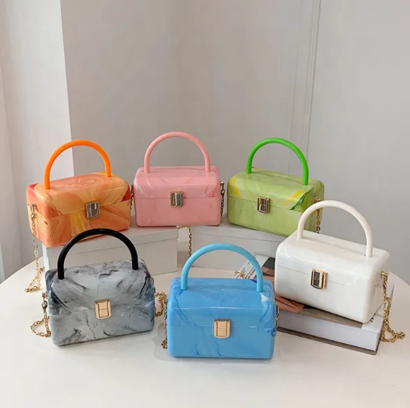

Woman Clutch Bags Fashion Crossbody Elegant Small Square Handbags Acrylic Box Bags