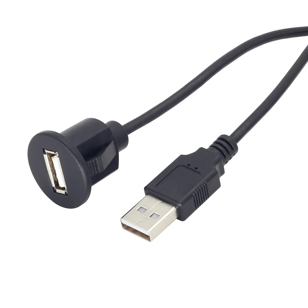 USB 2.0 male to female extension cable for Car dash furniture Desk flush mount USB Socket charger port